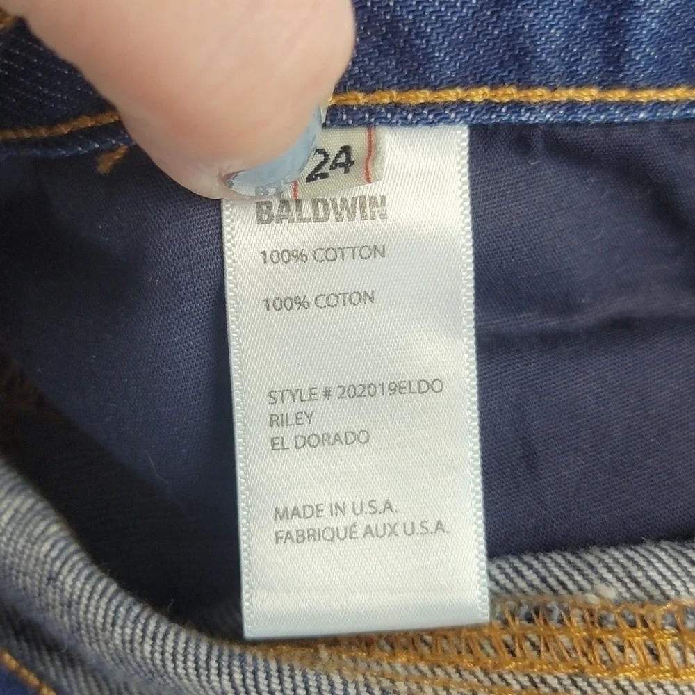 NEW Baldwin Riley BLDWN Slim Straight Distressed Slouchy El Dorado Blue Jeans 24